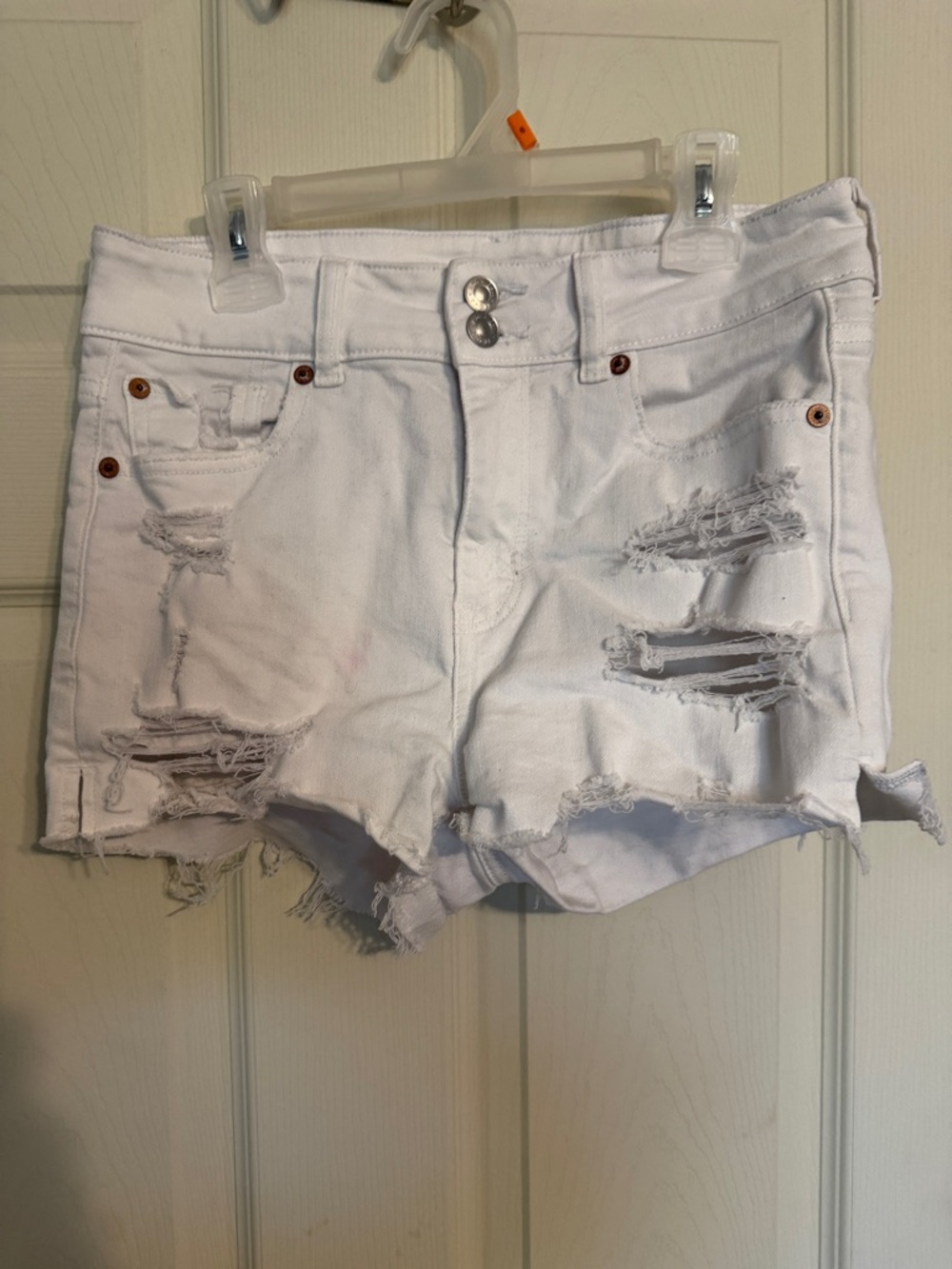 American Eagle Outfitters White Distressed Denim Cutoff Shorts